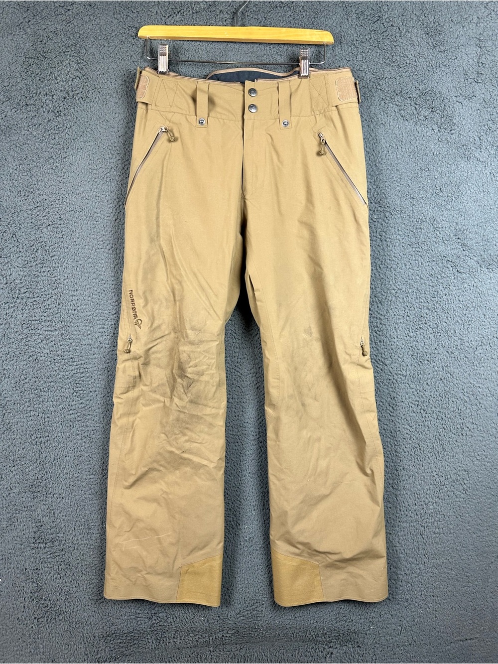 Norrona Roldal Gore-Tex Insulated Pants Mens Small Ermine Tan 4410 Ski Flaw